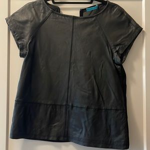 Alice + olivia leather front t shirt